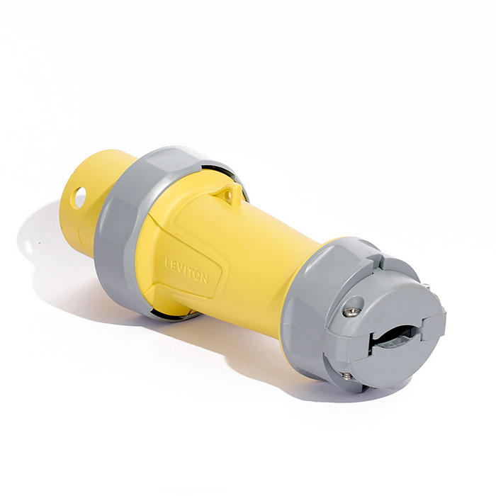 Leviton 100 Amp 125V 3-Phase 2P 3W Pin And Sleeve Plug Industrial Grade Watertight Yellow (3100P4WLEV)