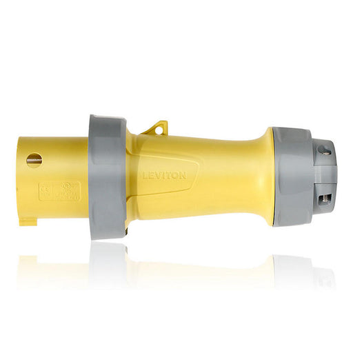Leviton 100 Amp 125V 3-Phase 2P 3W Pin And Sleeve Plug Industrial Grade Watertight Yellow (3100P4WLEV)