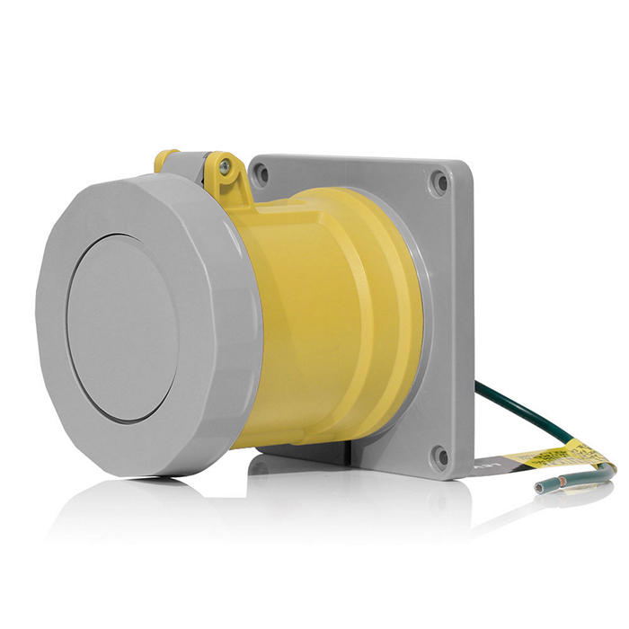 Leviton 100 Amp 125V 3-Phase 2P 3W Pin And Sleeve Receptacle Industrial Grade Watertight Yellow (3100R4WLEV)