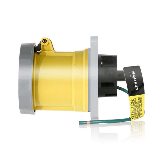 Leviton 100 Amp 125V 3-Phase 2P 3W Pin And Sleeve Receptacle Industrial Grade Watertight Yellow (3100R4WLEV)