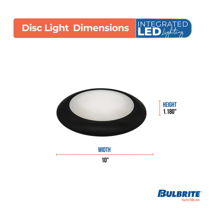 Bulbrite LED25DISC/10/930/J/BLRD/D 25W 10 Inch LED Round Disc Light 2000Lm 3000K 90 CRI 120V Dimmable Black (773278)