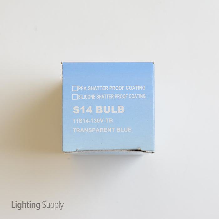 Standard 11W S14 Incandescent 130V Medium E26 Base Transparent Blue Sign Bulb (11S14/TB130)