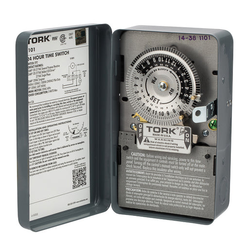 Tork 24 Hour Time Switch 40A 120V SPST Indoor/Outdoor Clear Cover Plastic Enclosure (1101B-PC)