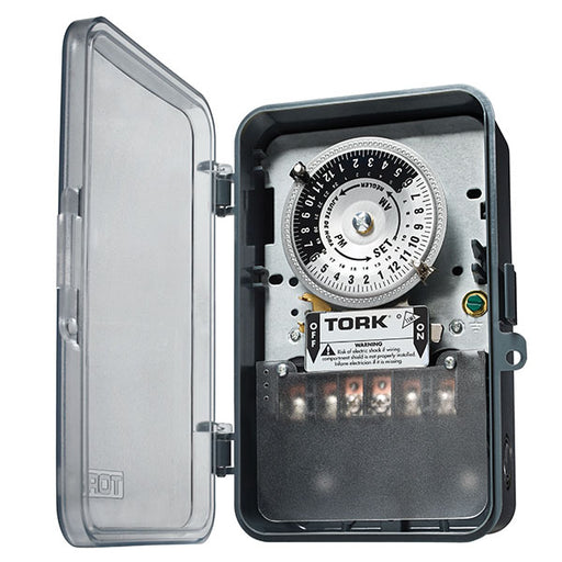 Tork 24 Hour Time Switch 40A 120/208-277V DPST Indoor/Outdoor Clear Cover Plastic Enclosure (1109A-PC)