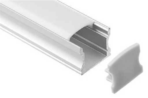 specialtyLED Linear Channel Extruded Aluminum Surface Mount With Dome Lens Milky White Polycarbonate Lens [2] Endcaps Clear Anodized Silver (LCH-1202)