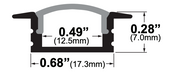 specialtyLED Linear Channel Extruded Aluminum Recessed Mount With Dome Lens Milky White Polycarbonate Lens [2] Endcaps Clear Anodized Silver (LCH-1204)