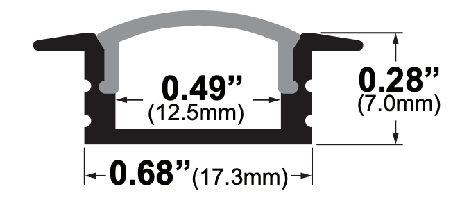 specialtyLED Linear Channel Extruded Aluminum Recessed Mount With Dome Lens Milky White Polycarbonate Lens [2] Endcaps Clear Anodized Silver (LCH-1204)