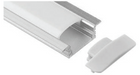 specialtyLED Linear Channel Extruded Aluminum Recessed Mount With Dome Lens Milky White Polycarbonate Lens [2] Endcaps Clear Anodized Silver (LCH-1204)