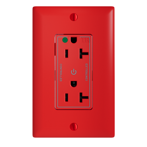 Pass and Seymour Tamper-Resistant Decorator Duplex Receptacle Dual Controlled 20A 125V Hospital-Grade Red (TR26362HGCDRED)