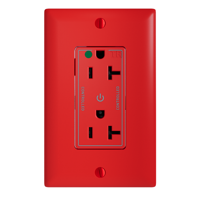 Pass and Seymour Tamper-Resistant Decorator Duplex Receptacle Dual Controlled 20A 125V Hospital-Grade Red (TR26362HGCDRED)