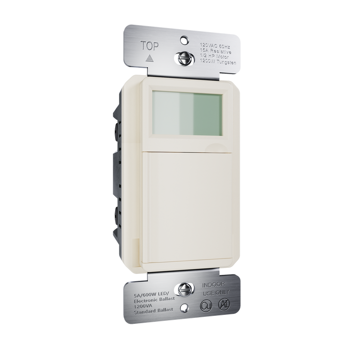 Pass and Seymour Programmable 24-Hour Astronomic Timer Switch 120V 600W 1/2 HP Light Almond (RTPA24LA)