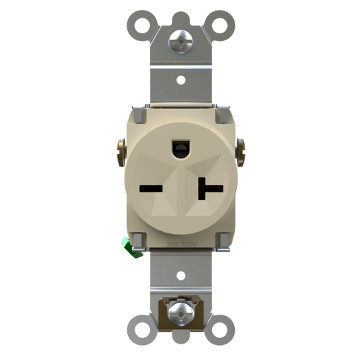 Pass and Seymour Tamper-Resistant Single Receptacle 20A/250V Side/Back Wire Ivory (TR5871I)