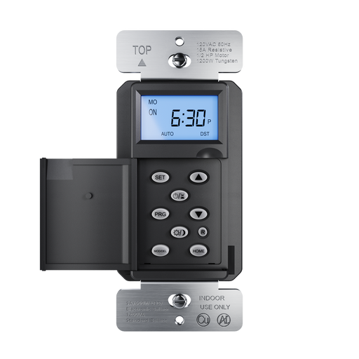 Pass and Seymour Programmable 24-Hour Astronomic Timer Switch 120V 600W 1/2 HP Black (RTPA24BK)