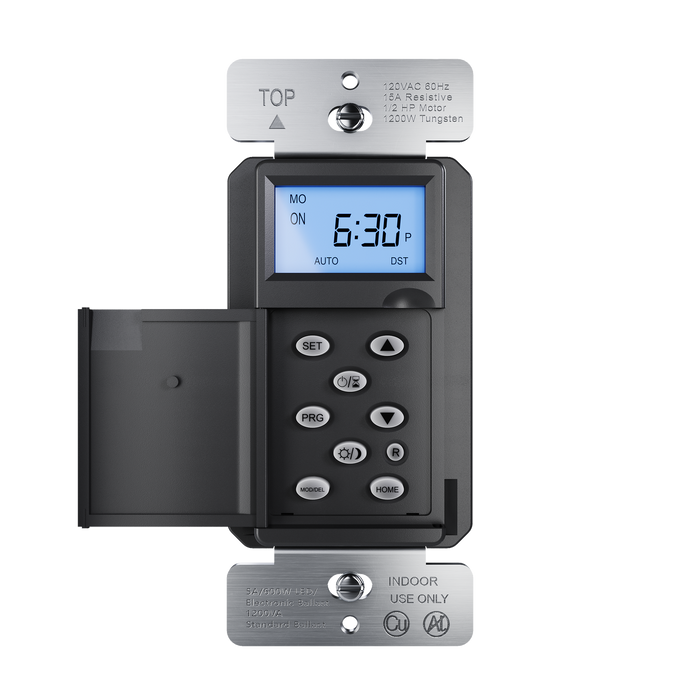 Pass and Seymour Programmable 24-Hour Astronomic Timer Switch 120V 600W 1/2 HP Black (RTPA24BK)