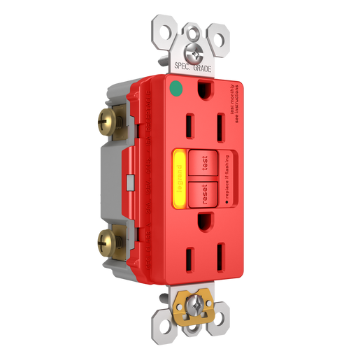 Pass and Seymour GFCI Power-Indicating Hospital-Grade Tamper-Resistant Receptacle 15A Red Amber LED (1597HGTRPIAMBRED)