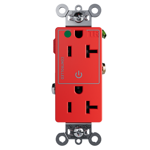 Pass and Seymour Tamper-Resistant Decorator Duplex Receptacle Half Controlled 20A 125V Hospital-Grade Red (TR26362HGCHRED)