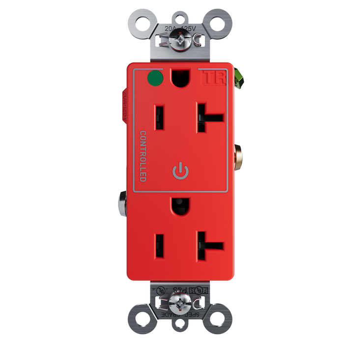 Pass and Seymour Tamper-Resistant Decorator Duplex Receptacle Half Controlled 20A 125V Hospital-Grade Red (TR26362HGCHRED)