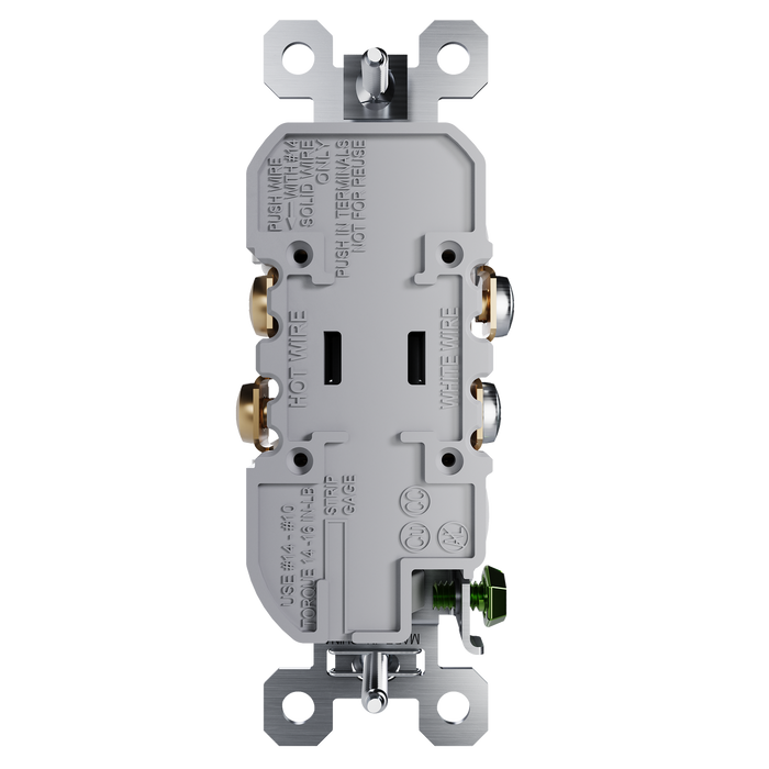 Pass and Seymour Receptacle Tamper-Resistant 15A 125V Back Wire CCA Gray (3232TREXGRY)