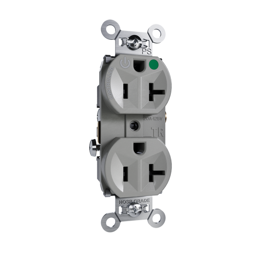 Pass and Seymour Tamper-Resistant Compact Half Controlled Duplex Receptacle 20A 125V Hospital-Grade Gray (TR8300HCHGRY)