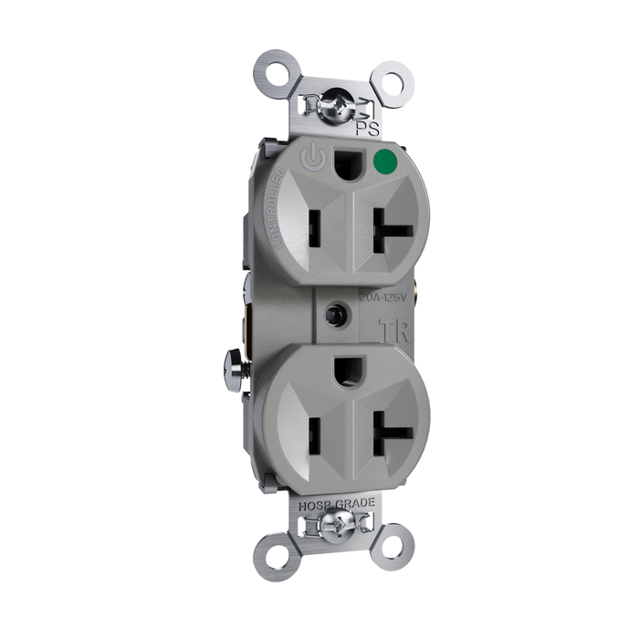 Pass and Seymour Tamper-Resistant Compact Half Controlled Duplex Receptacle 20A 125V Hospital-Grade Gray (TR8300HCHGRY)
