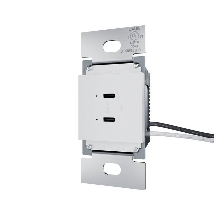 Pass and Seymour Adorne 65W USB Outlet Module Type C White (ARUSB65PDW4)