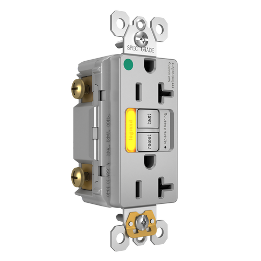 Pass and Seymour GFCI Power-Indicating Hospital-Grade Tamper-Resistant Receptacle 20A Gray Amber LED (2097HGTRPIAMBGRY)