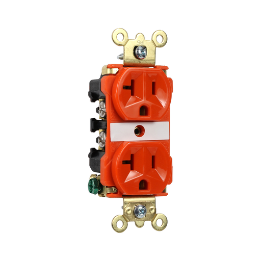 Pass and Seymour Duplex Receptacle Extra Heavy Duty Hospital-Grade 20A 125V Back And Side Wire Orange (8300OR)