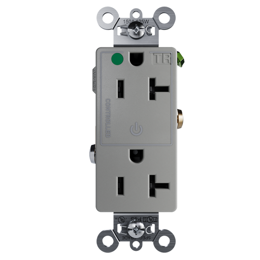 Pass and Seymour Tamper-Resistant Decorator Duplex Receptacle Half Controlled 20A 125V Hospital-Grade Gray (TR26362HGCHGRY)