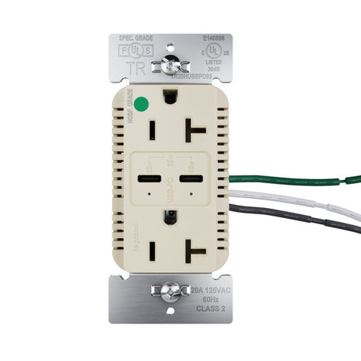 Pass and Seymour 65W Hospital Grade USB Outlet Type C 20A Tamper-Resistant Ivory (TR20HUSBPD65I)
