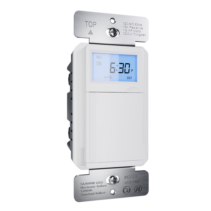 Pass and Seymour Programmable 24-Hour Astronomic Timer Switch 120V 600W 1/2 HP White (RTPA24W)