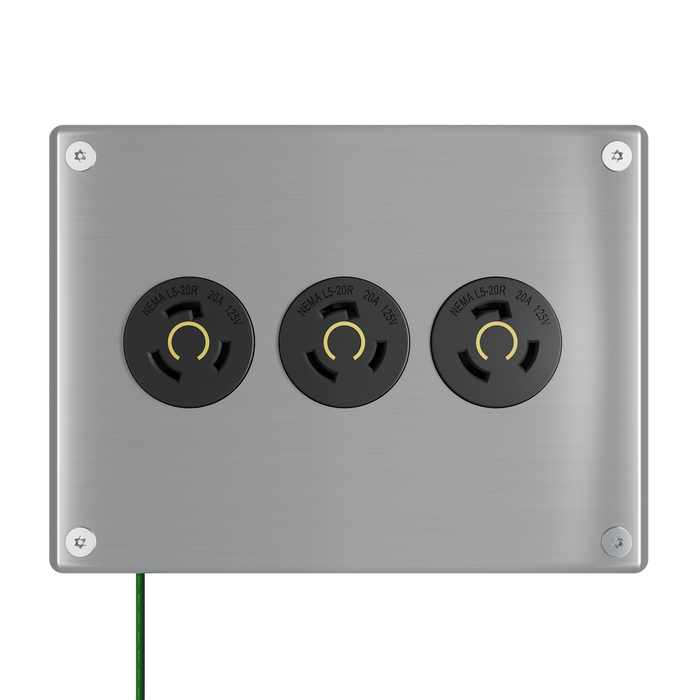Pass and Seymour Mighty Mac WSP Series Security Wall Plate Round Receptacle Opening 3-Gang 14-Gauge Stainless Steel Brushed Stainless Steel Torx T-20 Head Fasteners (WSP63N911PS)