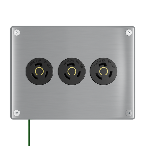 Pass and Seymour Mighty Mac WPP Series Security Wall Plate Round Receptacle Opening 3-Gang 14-Gauge Stainless Steel Brushed Stainless Steel Torx T-20 Head Fasteners (WPP63N911PS)