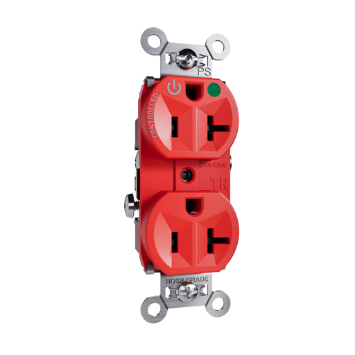 Pass and Seymour Tamper-Resistant Compact Half Controlled Duplex Receptacle 20A 125V Hospital-Grade Red (TR8300HCHRED)