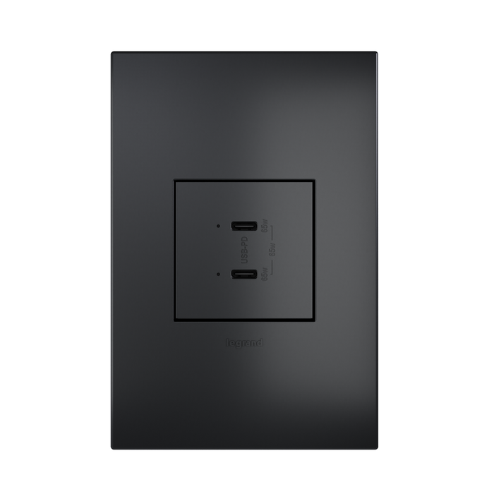 Pass and Seymour Adorne 65W USB Outlet Module Type C Graphite (ARUSB65PDG4)