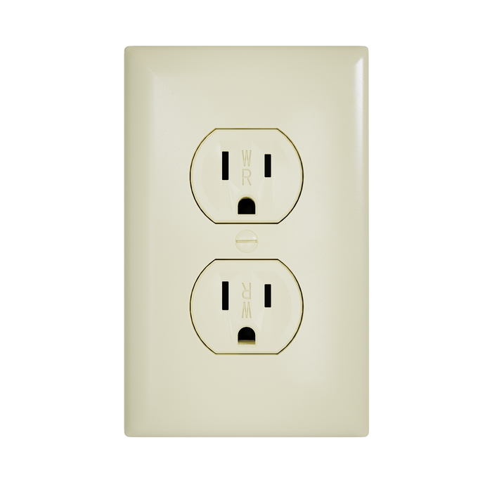 Pass and Seymour Trademaster 15A 125V Duplex Receptacle Tamper-Resistant External Pressure Plated Weather-Resistant Light Almond (3232TREXWRLA)