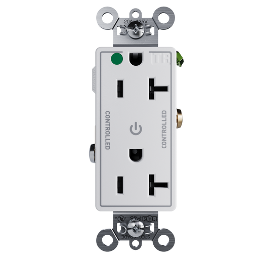 Pass and Seymour Tamper-Resistant Decorator Duplex Receptacle Dual Controlled 20A 125V Hospital-Grade White (TR26362HGCDW)