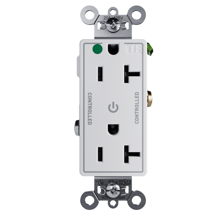 Pass and Seymour Tamper-Resistant Decorator Duplex Receptacle Dual Controlled 20A 125V Hospital-Grade White (TR26362HGCDW)