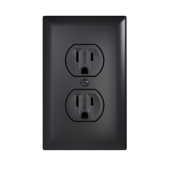 Pass and Seymour Trademaster 15A 125V Duplex Receptacle Tamper-Resistant External Pressure Plated Weather-Resistant Black (3232TREXWRBK)