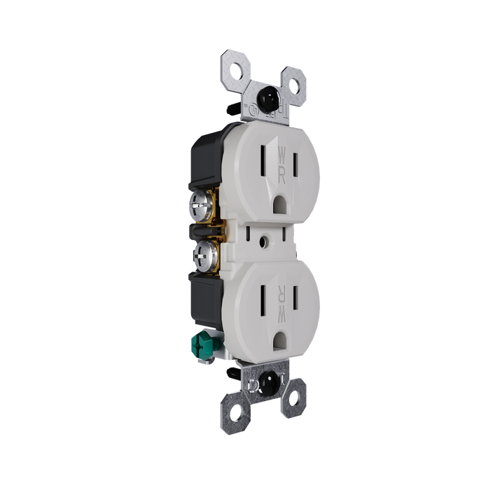 Pass and Seymour Trademaster 15A 125V Duplex Receptacle Tamper-Resistant External Pressure Plated Weather-Resistant Gray (3232TREXWRGRY)