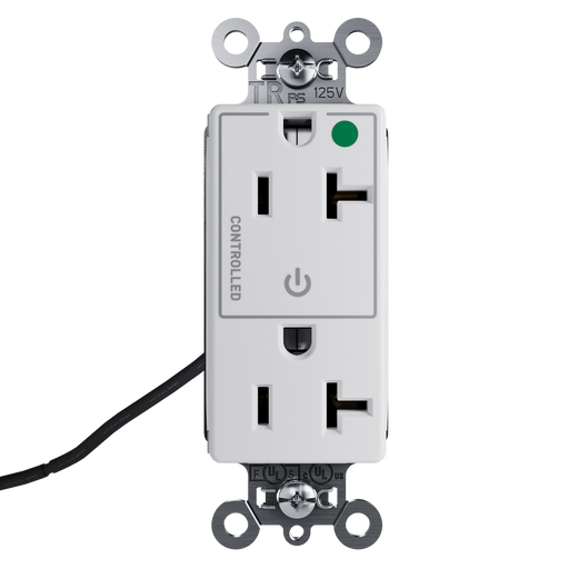 Pass and Seymour Plugtail Tamper-Resistant Decorator Half Controlled 20A 125V Hospital-Grade Receptacle White (PTTR26362HGCHW)