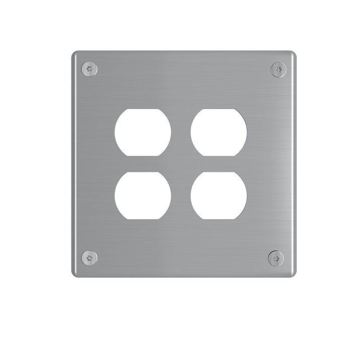 Pass and Seymour Mighty Mac WSP Series Security Wall Plate Duplex Opening 2-Gang 14-Gauge Stainless Steel Brushed Stainless Steel Torx T-20 Head Fasteners (WSP62D1PS)