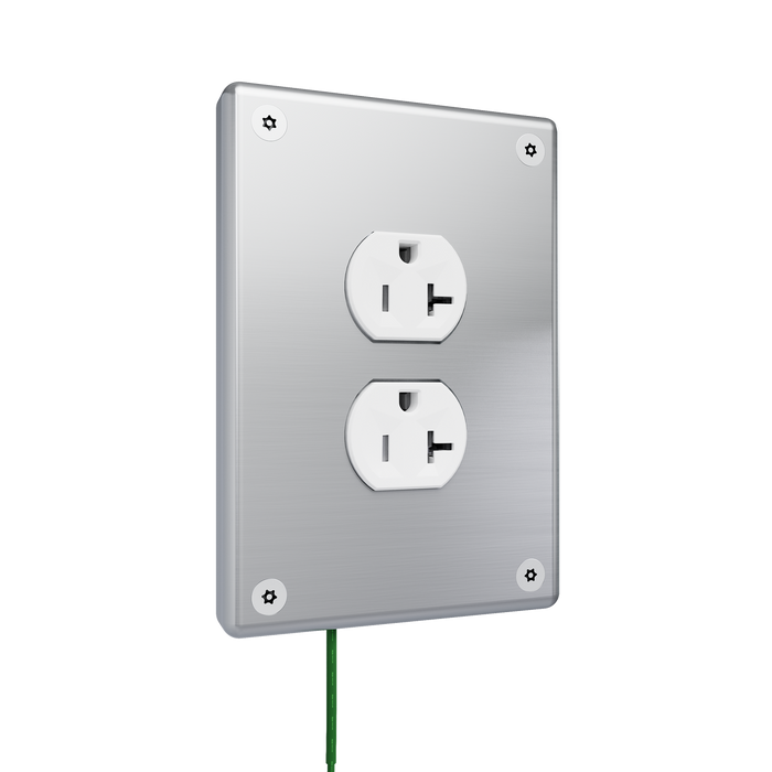 Pass and Seymour Mighty Mac WSP Series Security Wall Plate Duplex Opening 1-Gang 14-Gauge Stainless Steel Brushed Stainless Steel Torx T-20 Head Fasteners (WSP61D1PS)