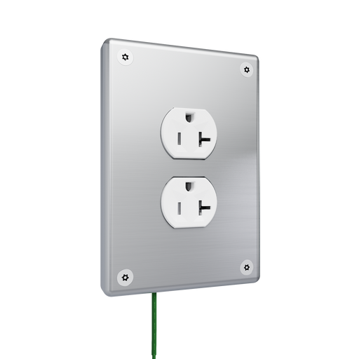 Pass and Seymour Mighty Mac WSP Series Security Wall Plate Duplex Opening 1-Gang 14-Gauge Stainless Steel Brushed Stainless Steel Allen Head Fasteners (WSP61D2PS)