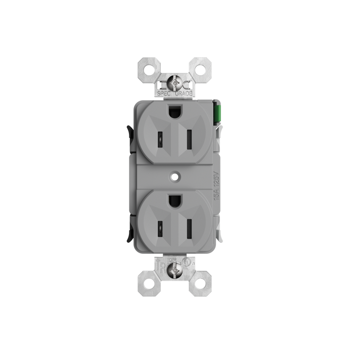 Pass and Seymour Powerhold Duplex Receptacle 15A/125V Gray (TR15DVSGRY)