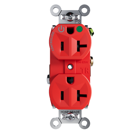 Pass and Seymour Tamper-Resistant Compact Half Controlled Duplex Receptacle 20A 125V Hospital-Grade Red (TR8300HCHRED)