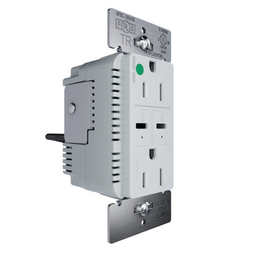 Pass and Seymour 65W Hospital Grade USB Outlet Type C 15A Tamper-Resistant Gray (TR15HUSBPD65GRY)