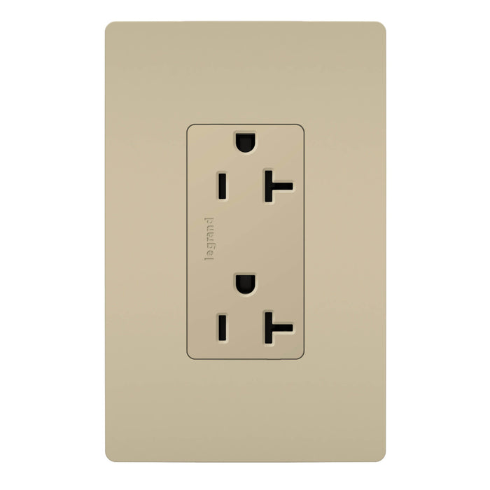 Pass and Seymour Radiant Tamper-Resistant Decorator Receptacle 20A 125V Self-Grounding Ivory (885TR20SI)