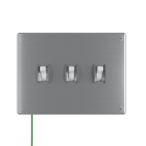 Pass and Seymour Mighty Mac WSP Series Security Wall Plate Switch/Toggle 3-Gang 14-Gauge Stainless Steel Brushed Stainless Steel Torx T-20 Head Fasteners (WSP63S1PS)