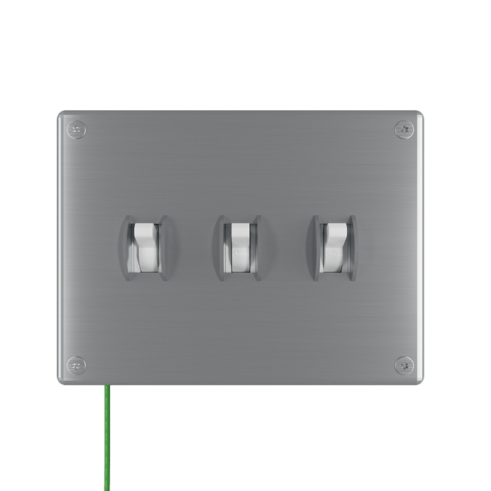 Pass and Seymour Mighty Mac WPP Series Security Wall Plate Switch/Toggle 3-Gang 14-Gauge Stainless Steel Brushed Stainless Steel Torx T-20 Head Fasteners (WPP63S1PS)