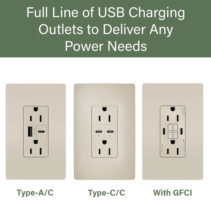 Pass and Seymour Radiant 65W Power Delivery USB Outlet Tamper-Resistant Duplex 15A Ivory (R26USBPD65I)